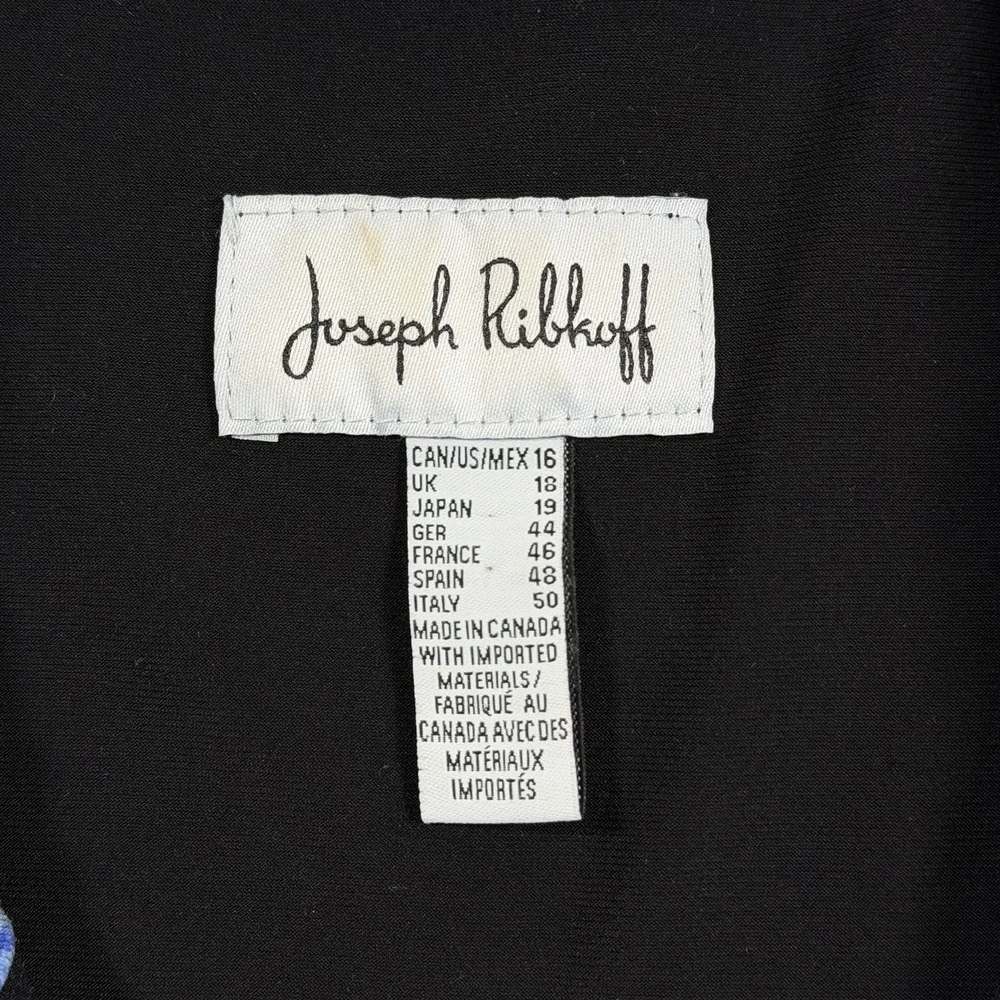 Joseph Ribkoff Women's Size 16 Blue‎ and Black Open Front Cardigan Blazer Jacket